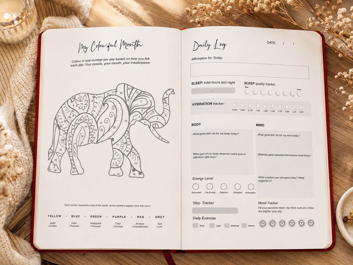 White and Rose Gold Wellbeing Journal - 120 pages - Tree of Life