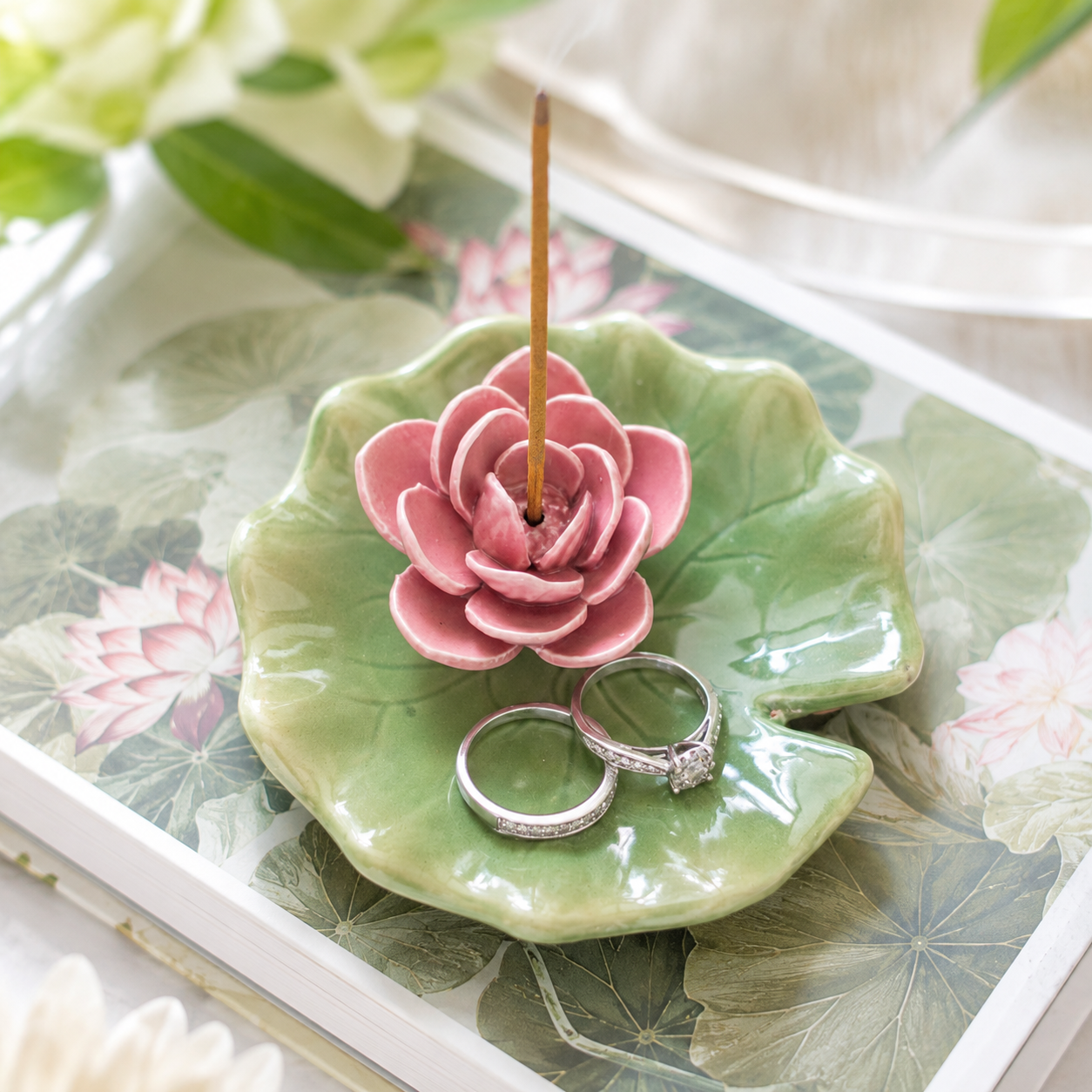 Lily Pad Trinket Dish and Incense Stick Holder