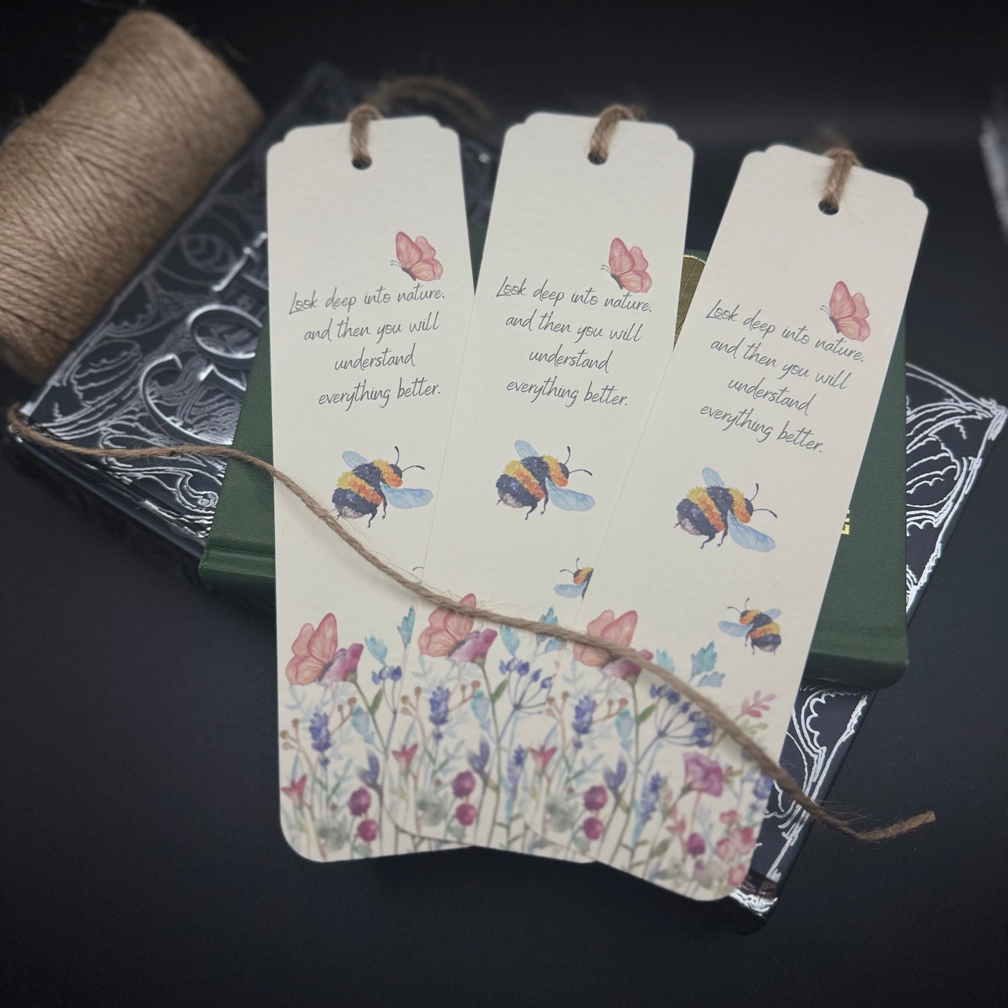 Spring Day Bookmark – Handmade Nature-Inspired Bookmark with Quote | “Look Deep Into Nature”