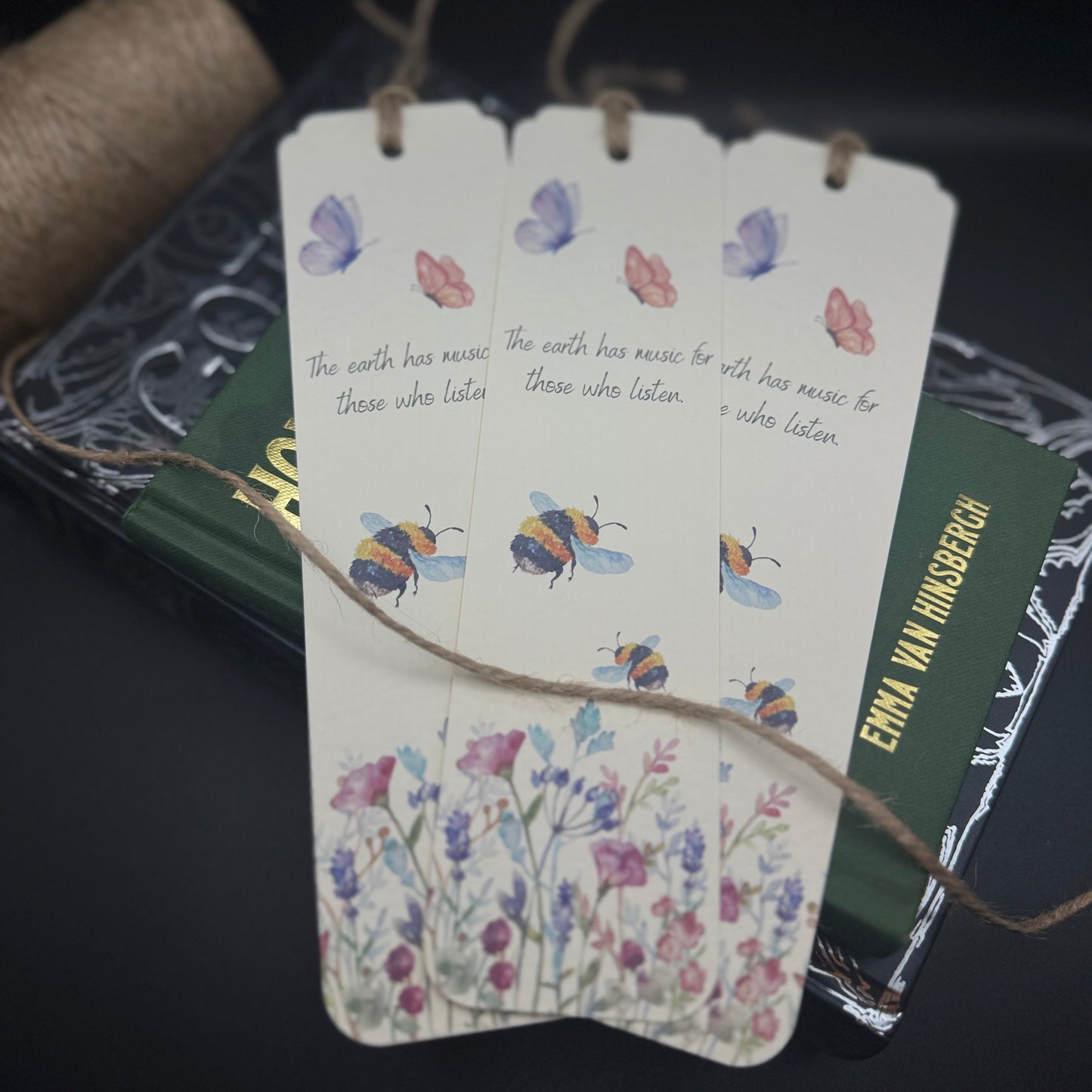 The Earth Has Music Bookmark – Handmade Nature-Inspired Bookmark with Quote | Floral Gift for Book Lovers