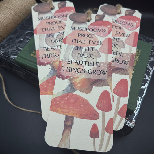 Mushroom Bookmark – Handmade Woodland Bookmark with Nature Quote | Fungi-Inspired Gift for Book Lovers