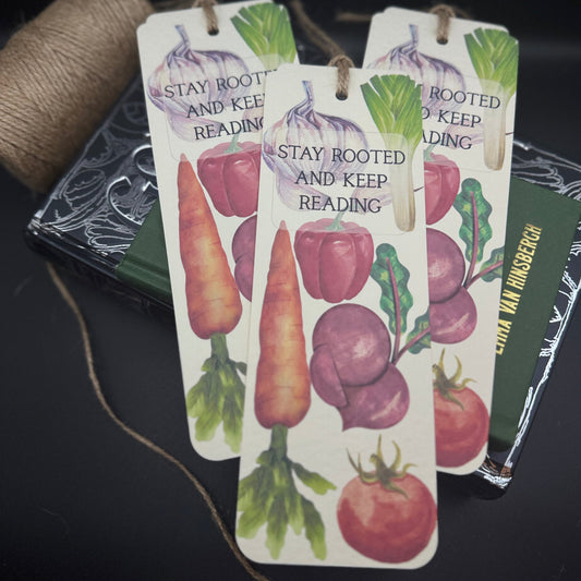 Vegetable Bookmark – Handmade Garden Bookmark with Quote | “Stay Rooted and Keep Reading” Gift