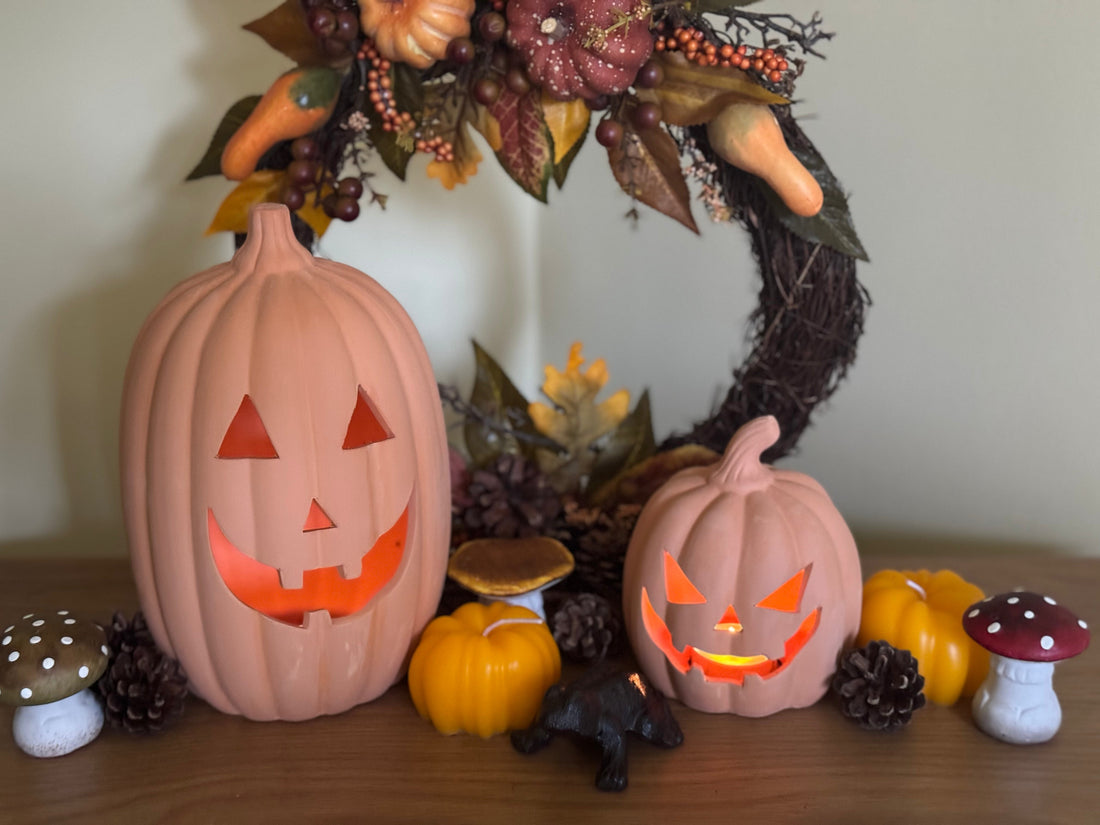 Autumn garden display for Winters Bloom's Halloween garden decor ideas