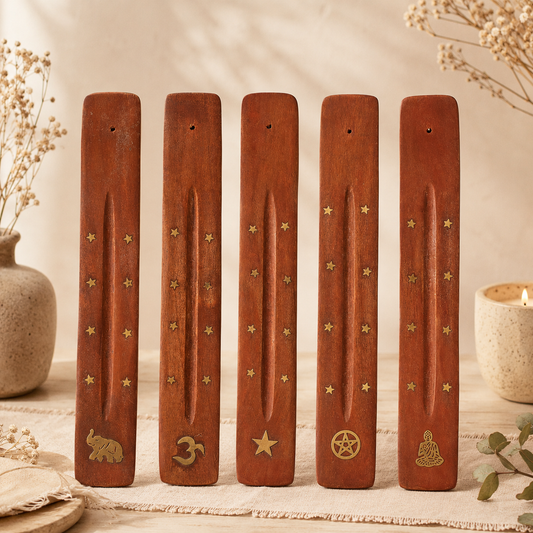 Wooden Incense Holder with Inlay