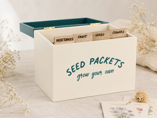 Wooden Seed Storage Box – Organize Your Garden Seeds with Rustic Farmhouse Style