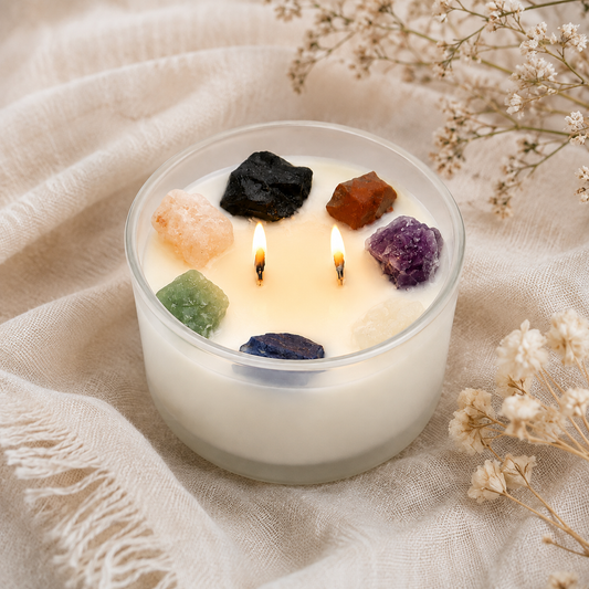 Large Chakra Crystal Candle