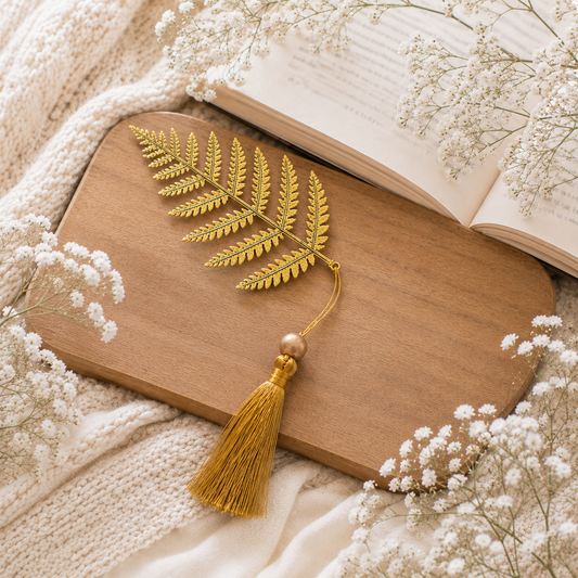 Nature-Inspired Golden Metal Bookmark