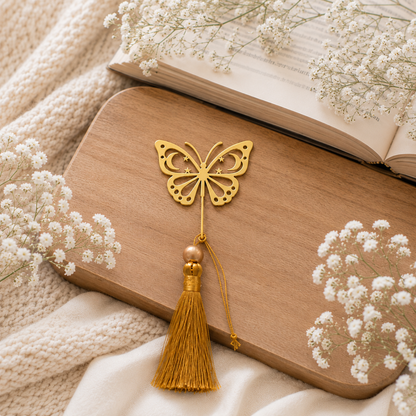 Nature-Inspired Golden Metal Bookmark