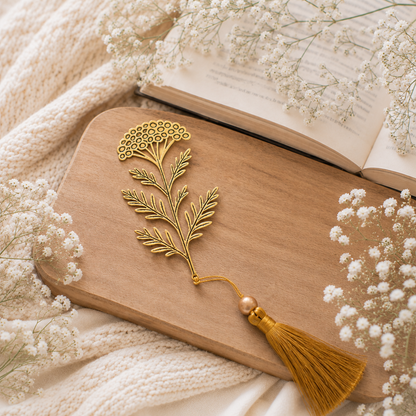 Nature-Inspired Golden Metal Bookmark
