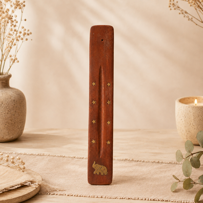 Wooden Incense Holder with Inlay