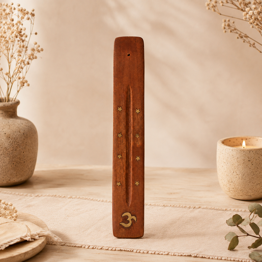 Wooden Incense Holder with Inlay