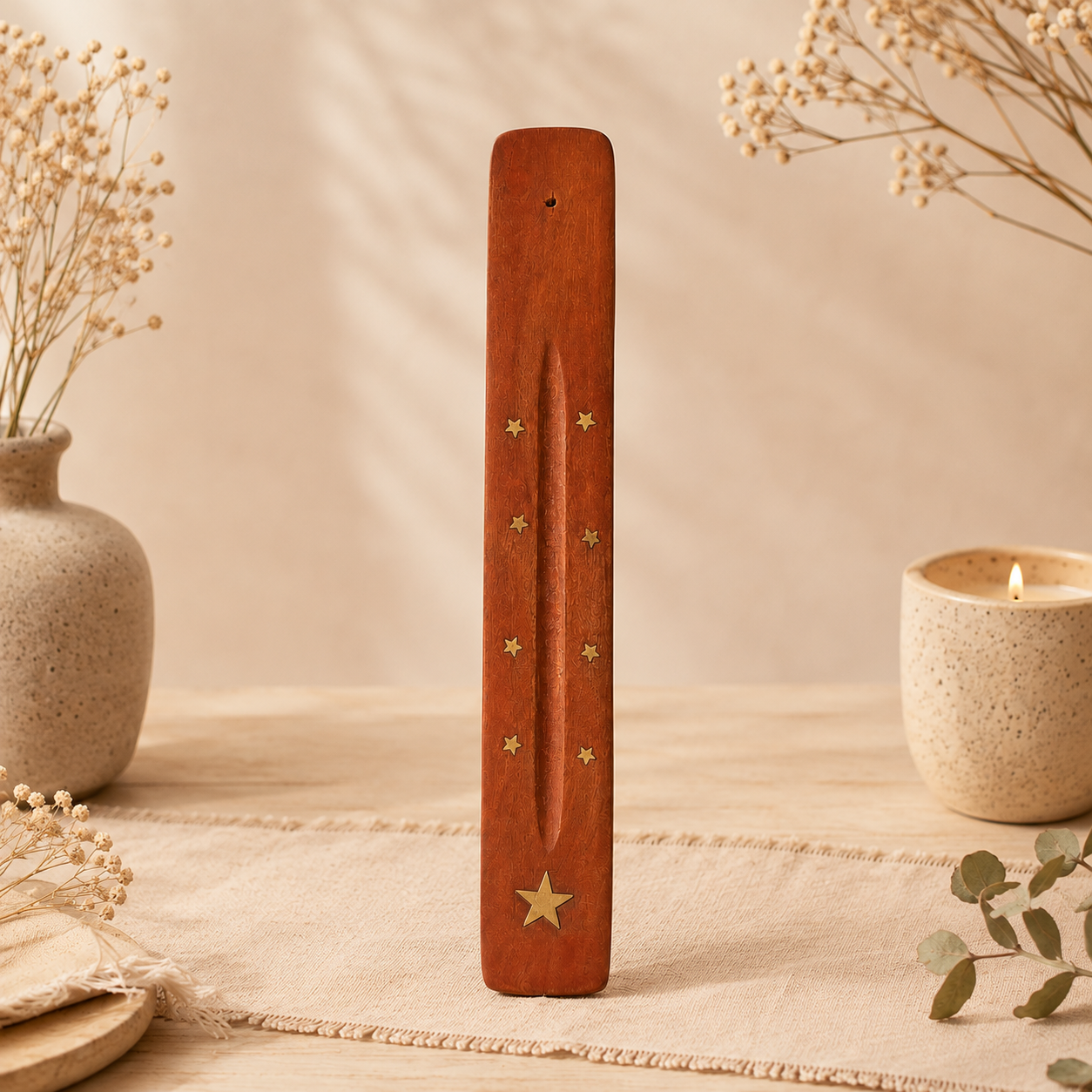 Wooden Incense Holder with Inlay