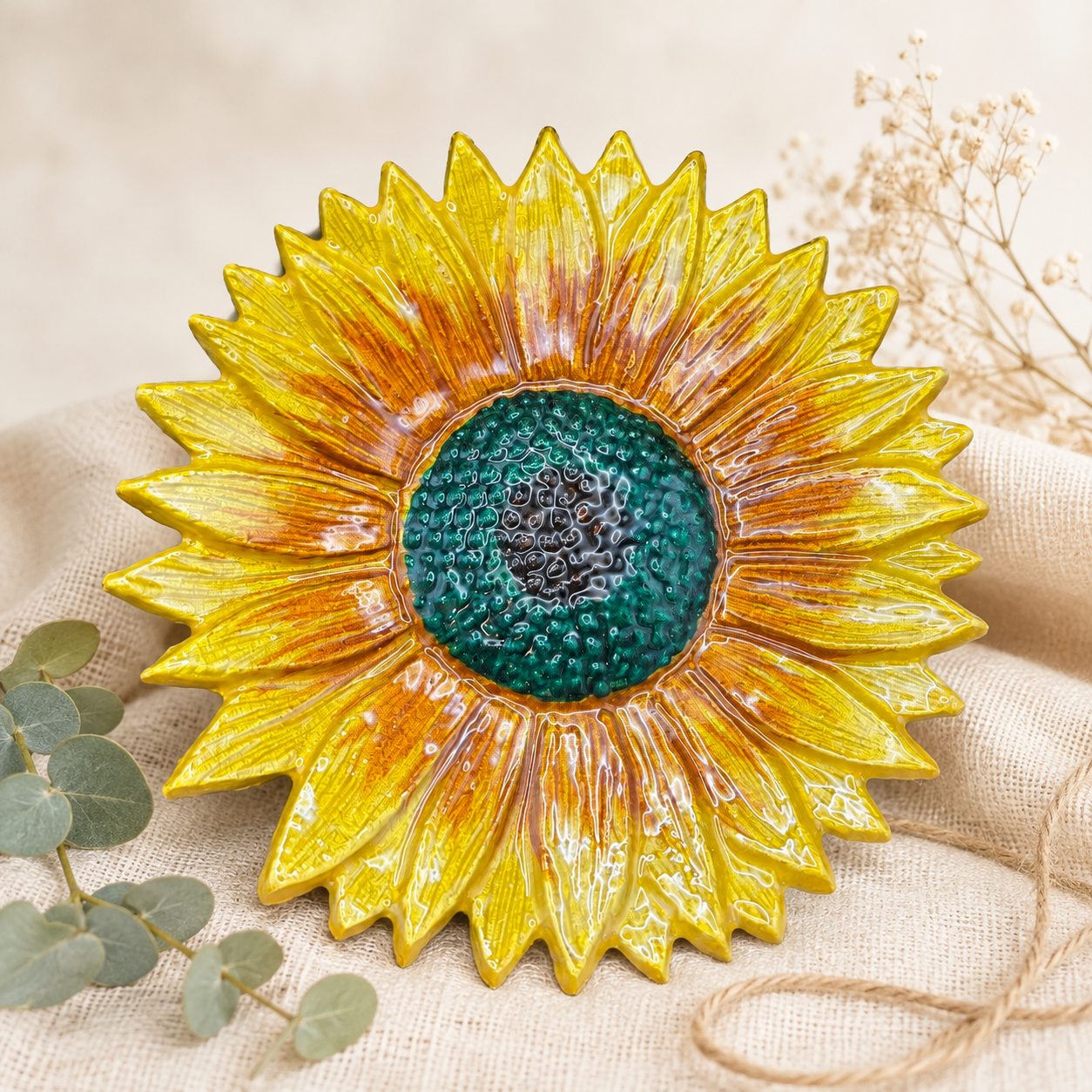 Gold and Green Sunflower (20cm)