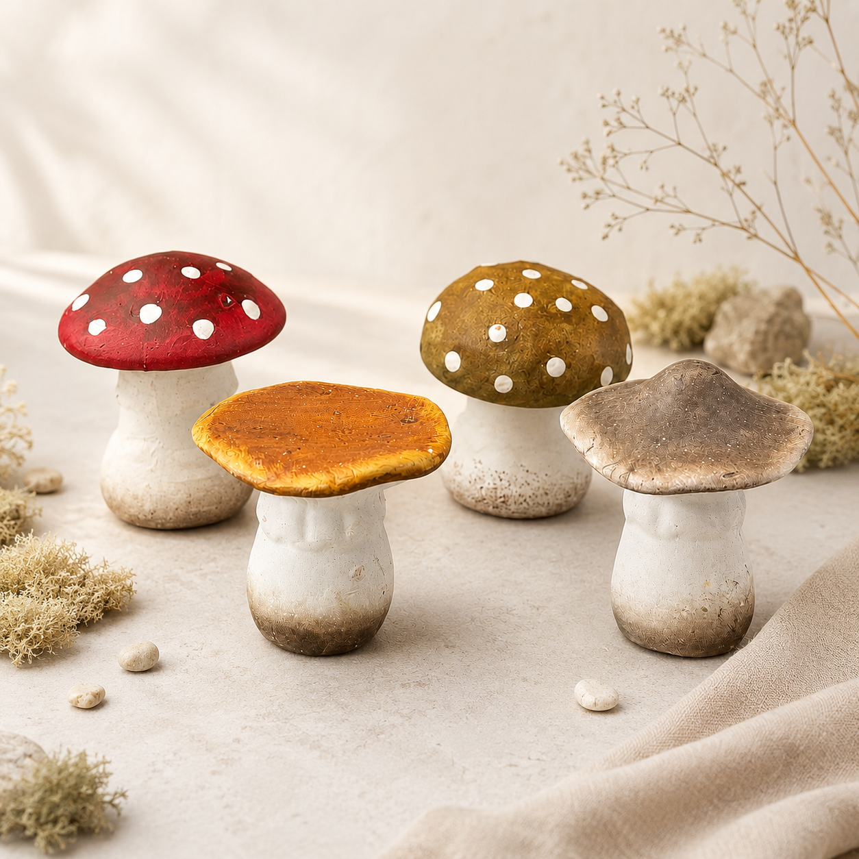 Ceramic Mushrooms (Set of 4)