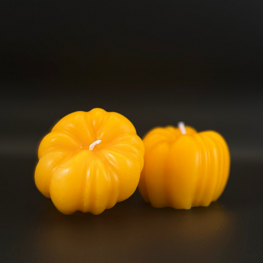 Handmade Beeswax Pumpkin Candle – Natural or Orange Scented