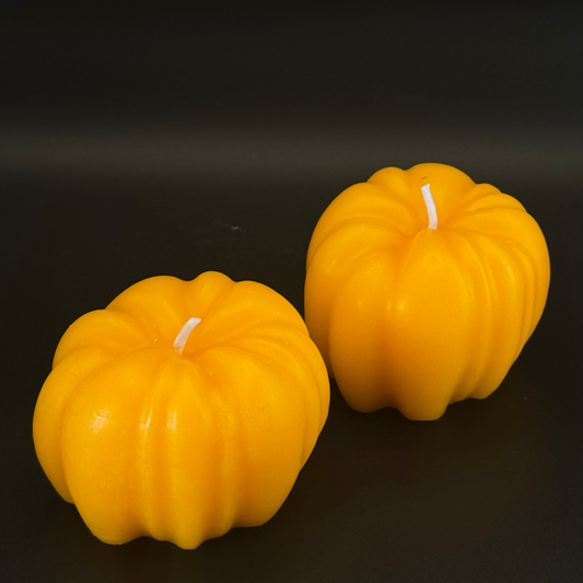 Handmade Beeswax Pumpkin Candle – Natural or Orange Scented