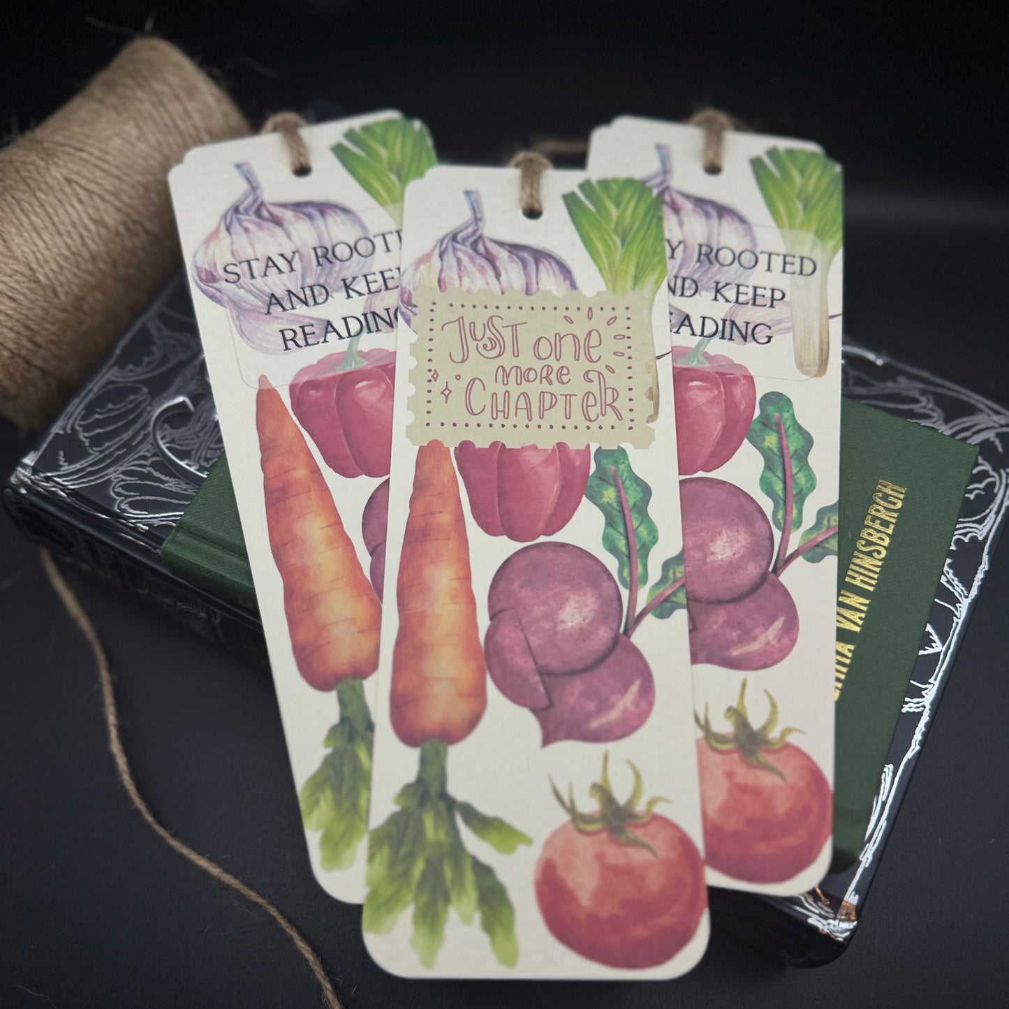 Vegetable Bookmark – Handmade Garden Bookmark with Quote | “Stay Rooted and Keep Reading” Gift