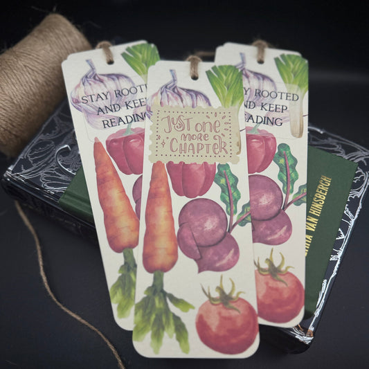 Vegetable Bookmark – Handmade Garden Bookmark with Quote | “Stay Rooted and Keep Reading” Gift