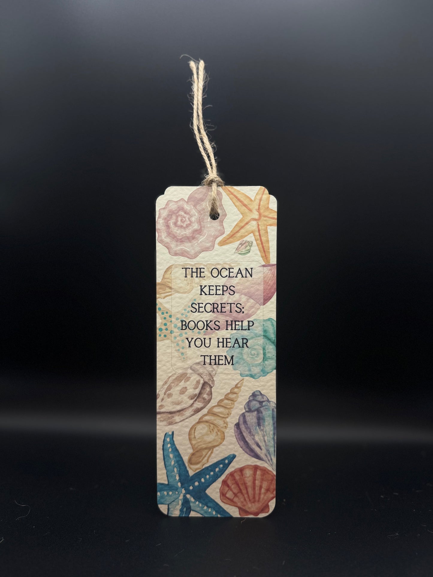 Ocean Bookmark – Handmade Beach Bookmark with Quote | “The Ocean Keeps Secrets” Sea Lover Gift