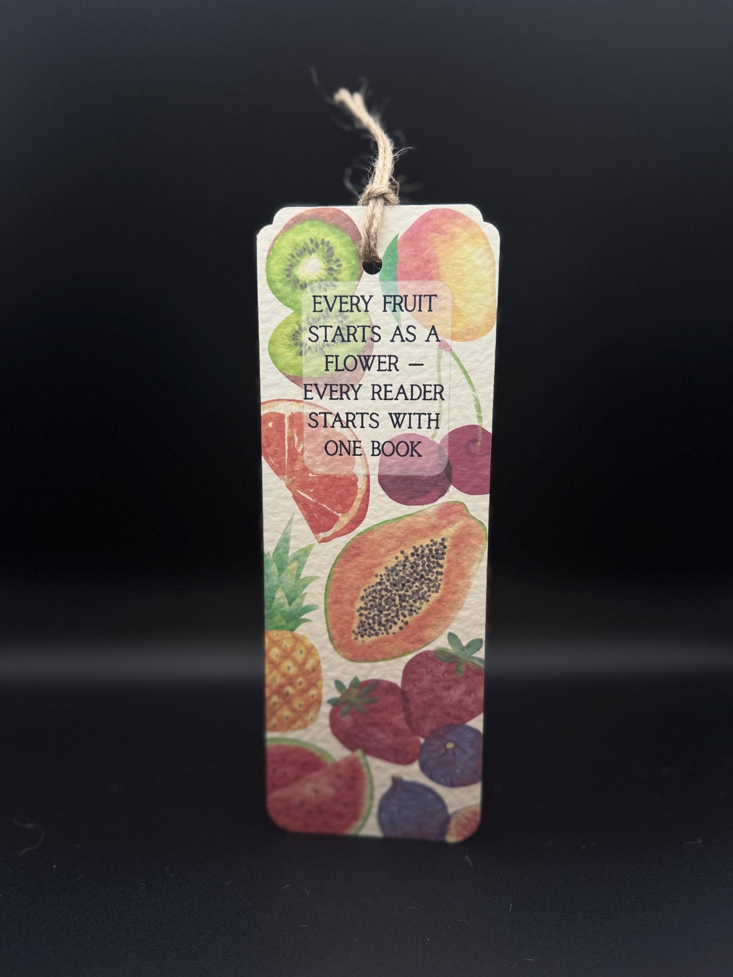 Fruit-Inspired Bookmark – Handmade Botanical Bookmark with Quote | “Every Fruit Starts as a Flower”