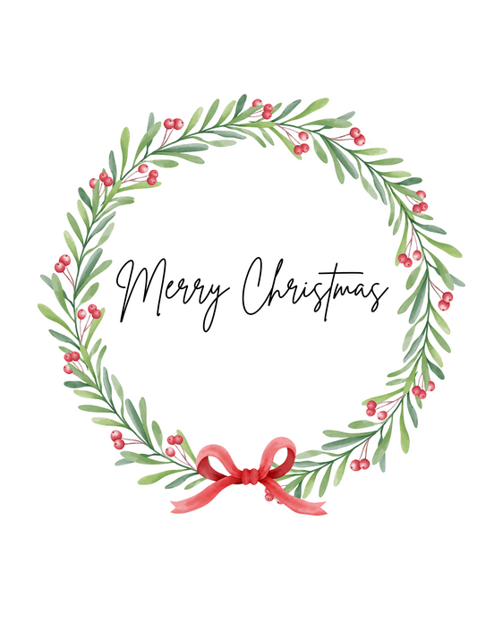 Christmas Card Merry Christmas Wreath